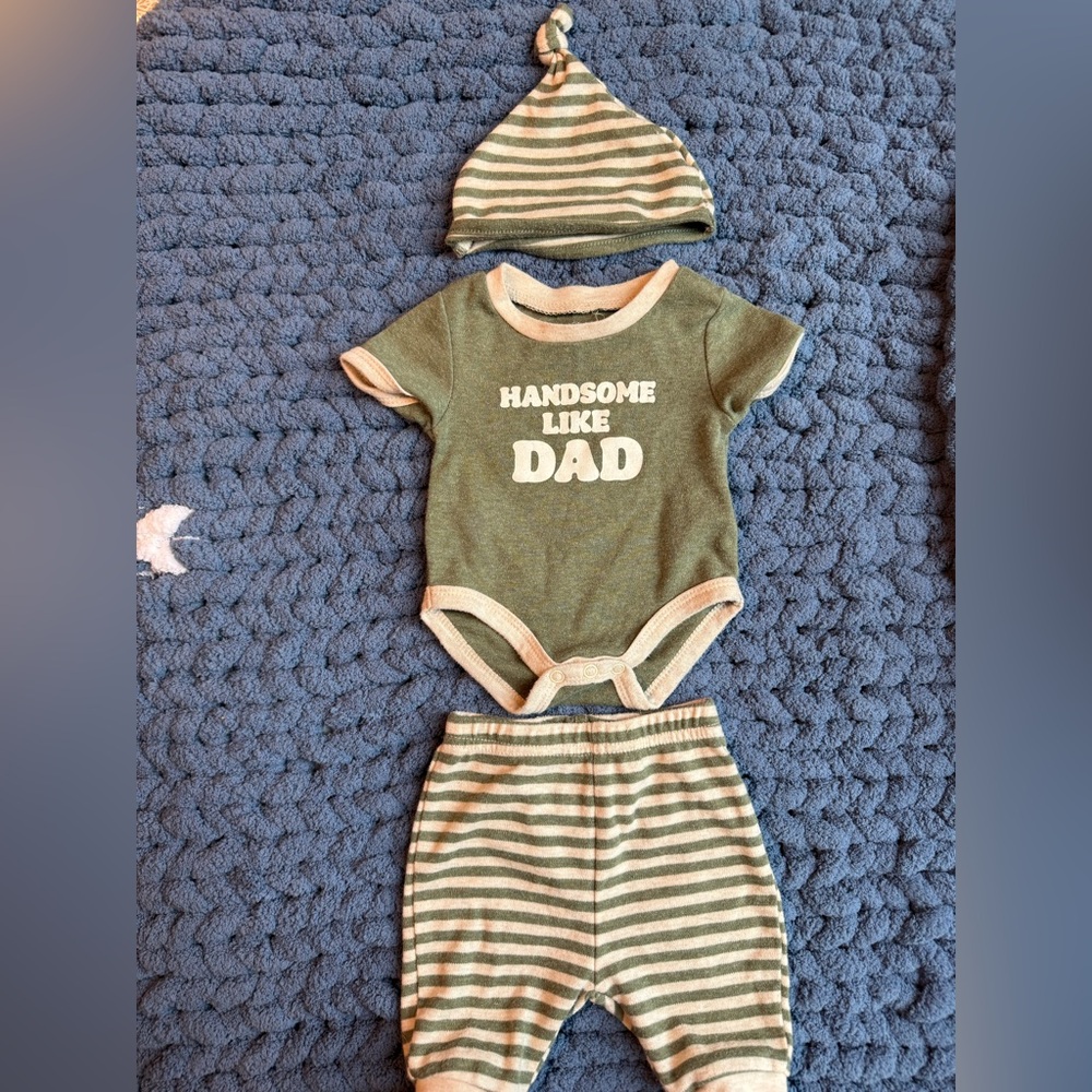 Green and Cream Baby Outfit Set